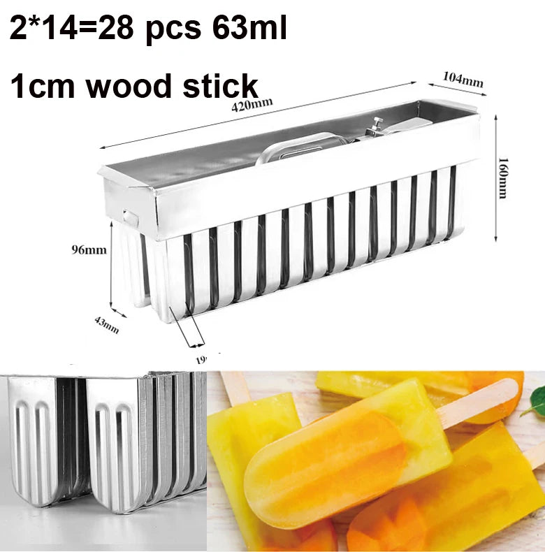 Brazil Molds Popsicle Molds With 304 Stainless Steel Mexico Paleta Ice Cream Popsicle Mould 28 Cavities